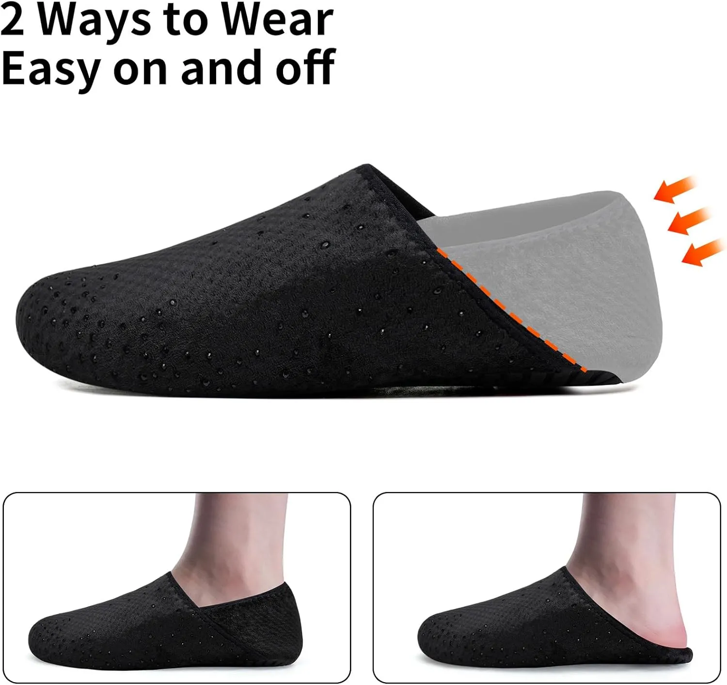 WateLves Womens & Mens Lightweight Cozy Faux Furry House Slippers - Rubber Sole Slip On Sock Shoes - Foldable Travel Slippers - Indoor & Outdoor