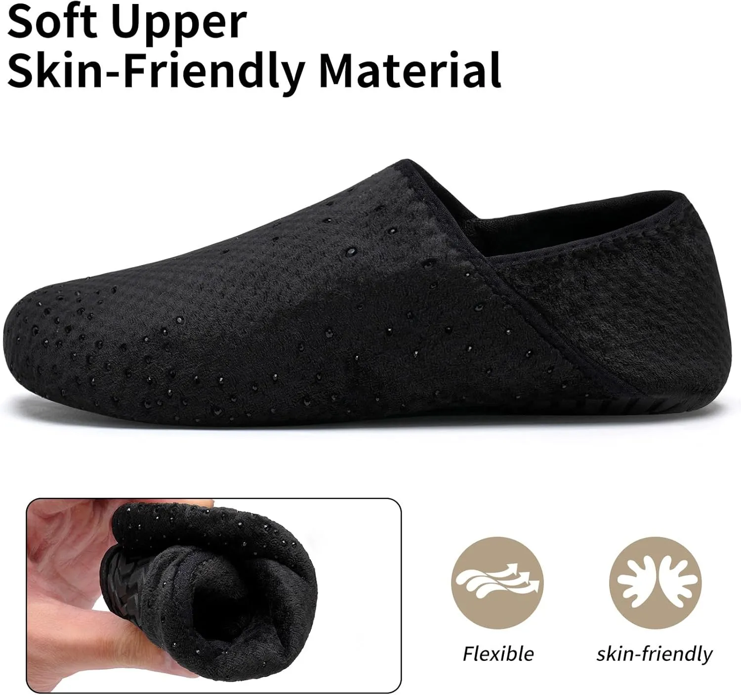 WateLves Womens & Mens Lightweight Cozy Faux Furry House Slippers - Rubber Sole Slip On Sock Shoes - Foldable Travel Slippers - Indoor & Outdoor