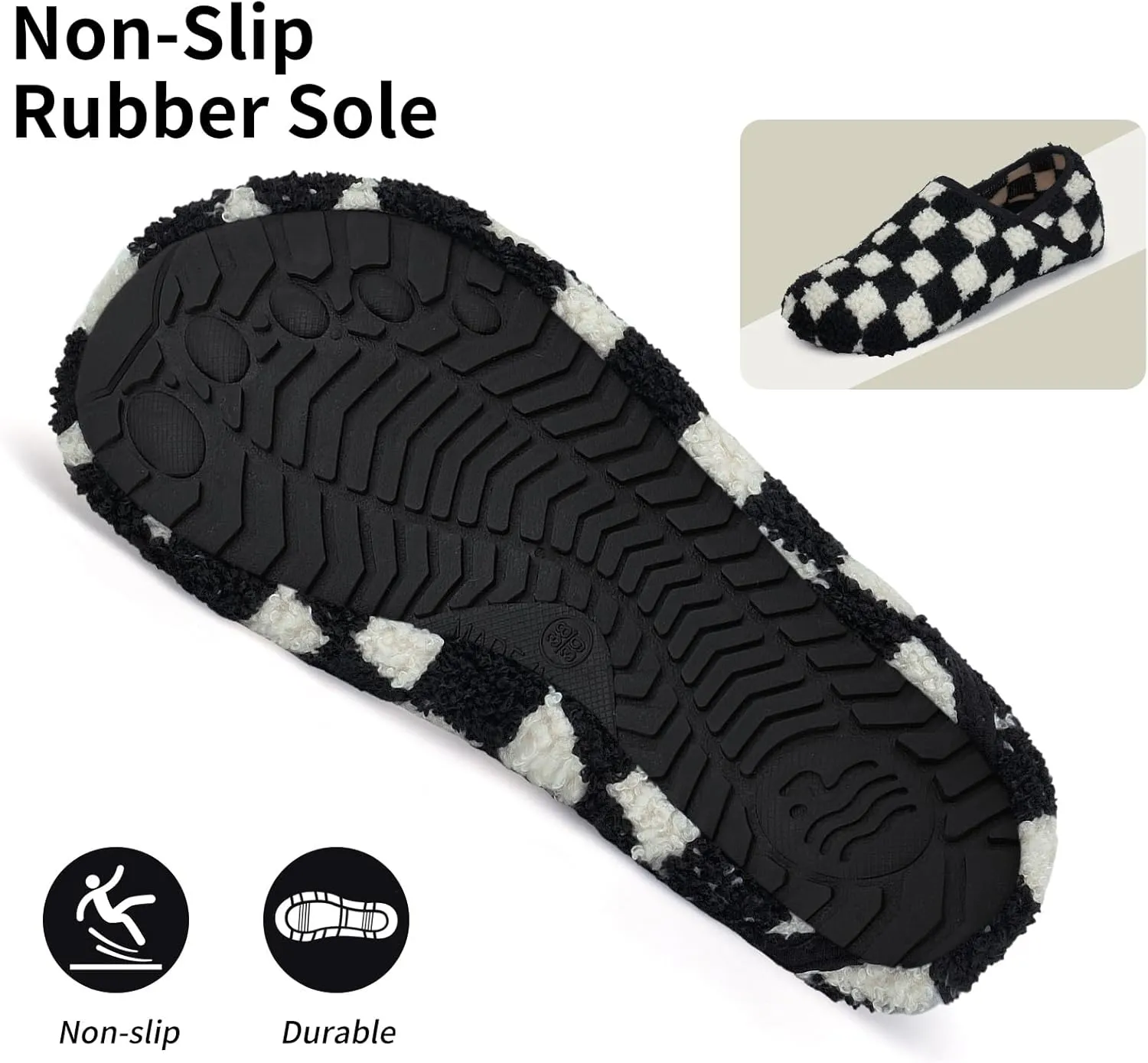 WateLves Womens & Mens Lightweight Cozy Faux Furry House Slippers - Rubber Sole Slip On Sock Shoes - Foldable Travel Slippers - Indoor & Outdoor