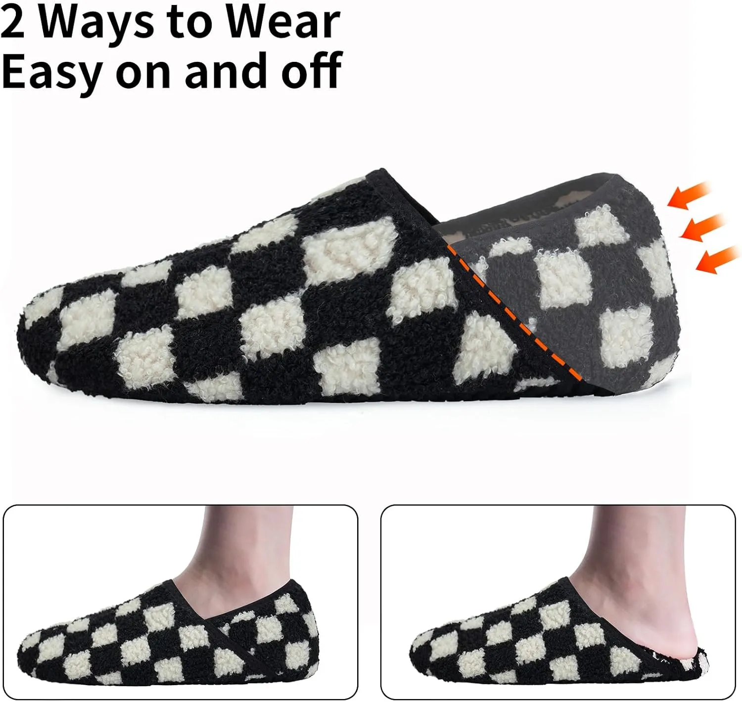 WateLves Womens & Mens Lightweight Cozy Faux Furry House Slippers - Rubber Sole Slip On Sock Shoes - Foldable Travel Slippers - Indoor & Outdoor