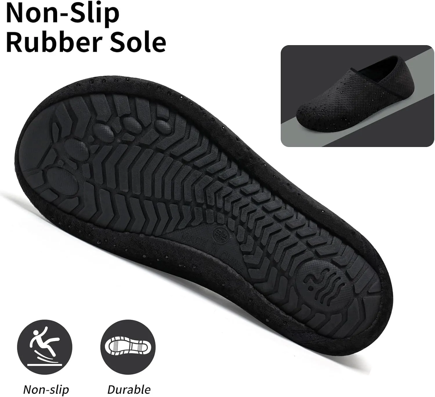 WateLves Womens & Mens Lightweight Cozy Faux Furry House Slippers - Rubber Sole Slip On Sock Shoes - Foldable Travel Slippers - Indoor & Outdoor