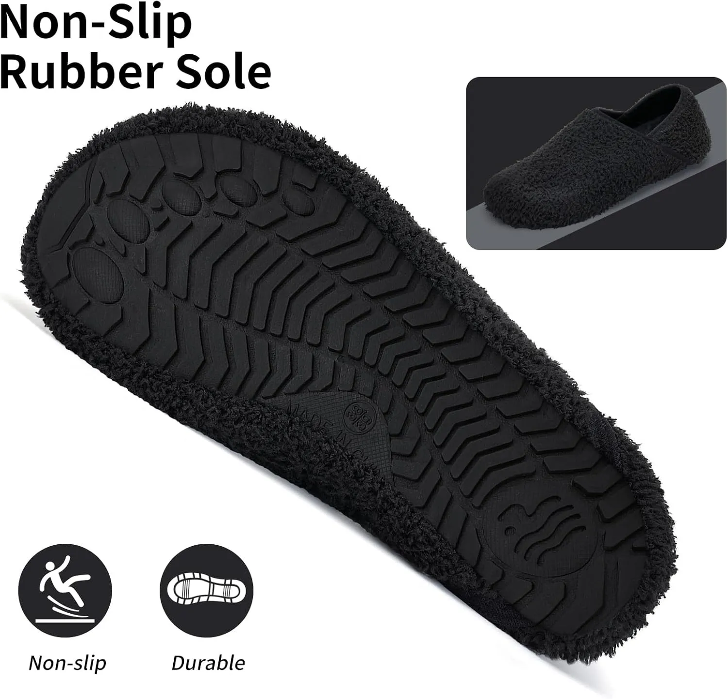WateLves Womens & Mens Lightweight Cozy Faux Furry House Slippers - Rubber Sole Slip On Sock Shoes - Foldable Travel Slippers - Indoor & Outdoor