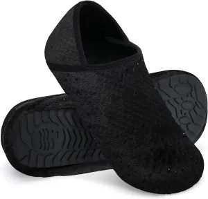 WateLves Womens & Mens Lightweight Cozy Faux Furry House Slippers - Rubber Sole Slip On Sock Shoes - Foldable Travel Slippers - Indoor & Outdoor