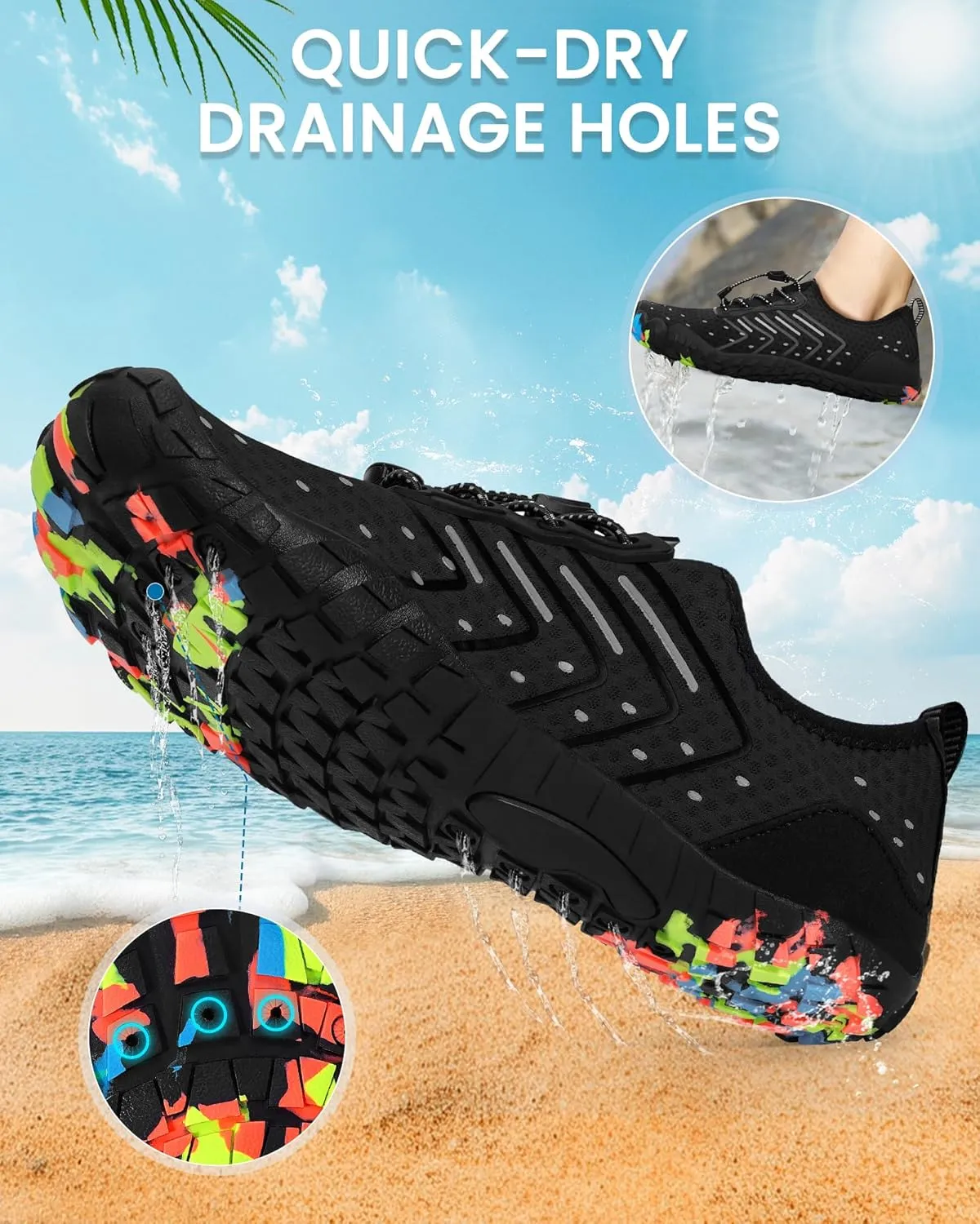 Water Shoes for Women Men Adult Quick-Dry Aqua Socks Breathable Barefoot Shoes for Swim Beach River Pool Lake Hiking Kayaking Surfing