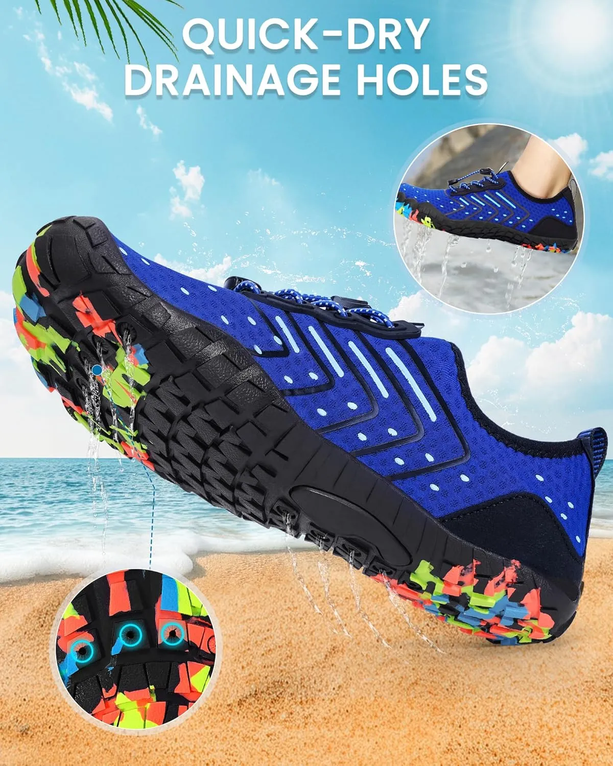 Water Shoes for Women Men Adult Quick-Dry Aqua Socks Breathable Barefoot Shoes for Swim Beach River Pool Lake Hiking Kayaking Surfing