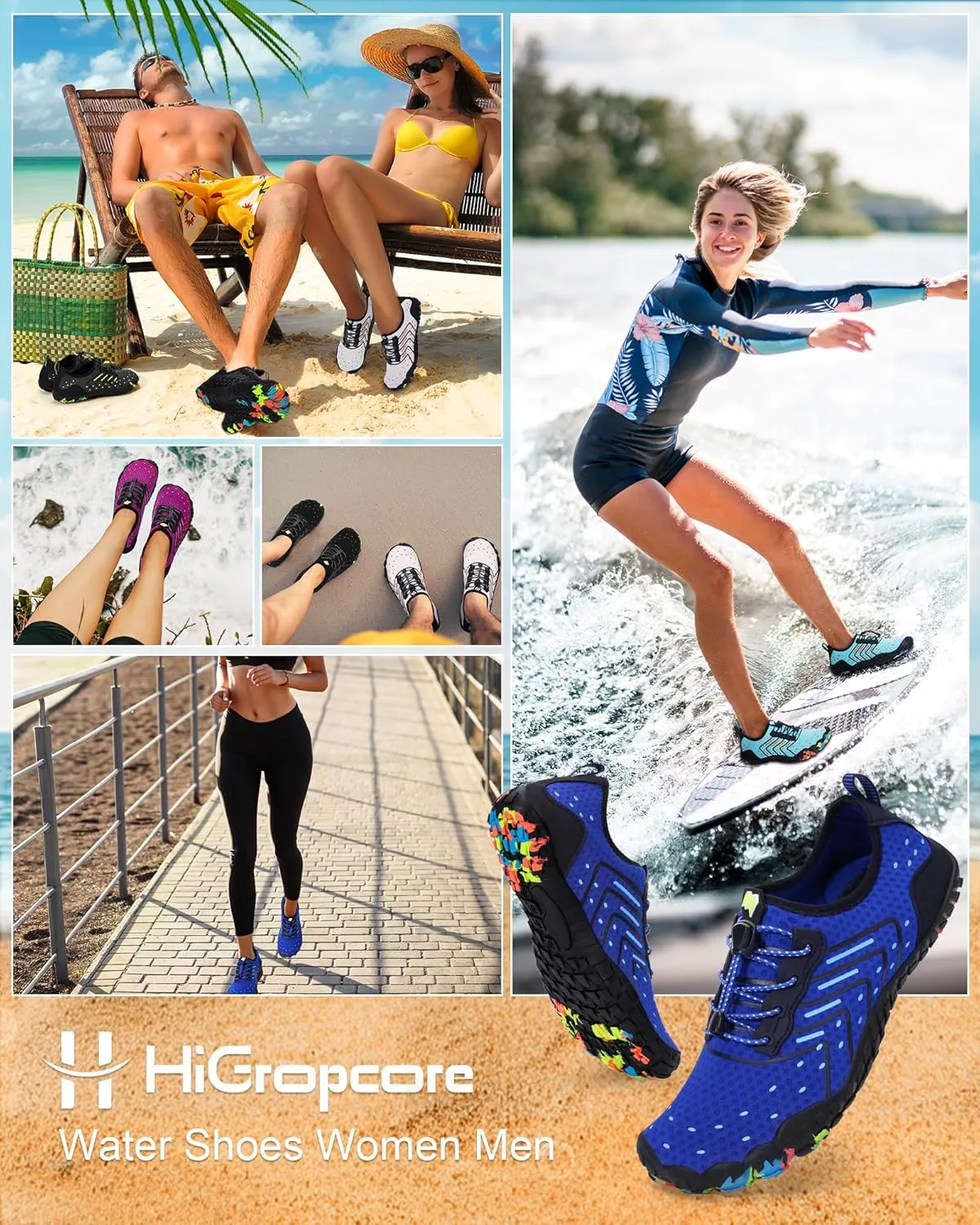 Water Shoes for Women Men Adult Quick-Dry Aqua Socks Breathable Barefoot Shoes for Swim Beach River Pool Lake Hiking Kayaking Surfing