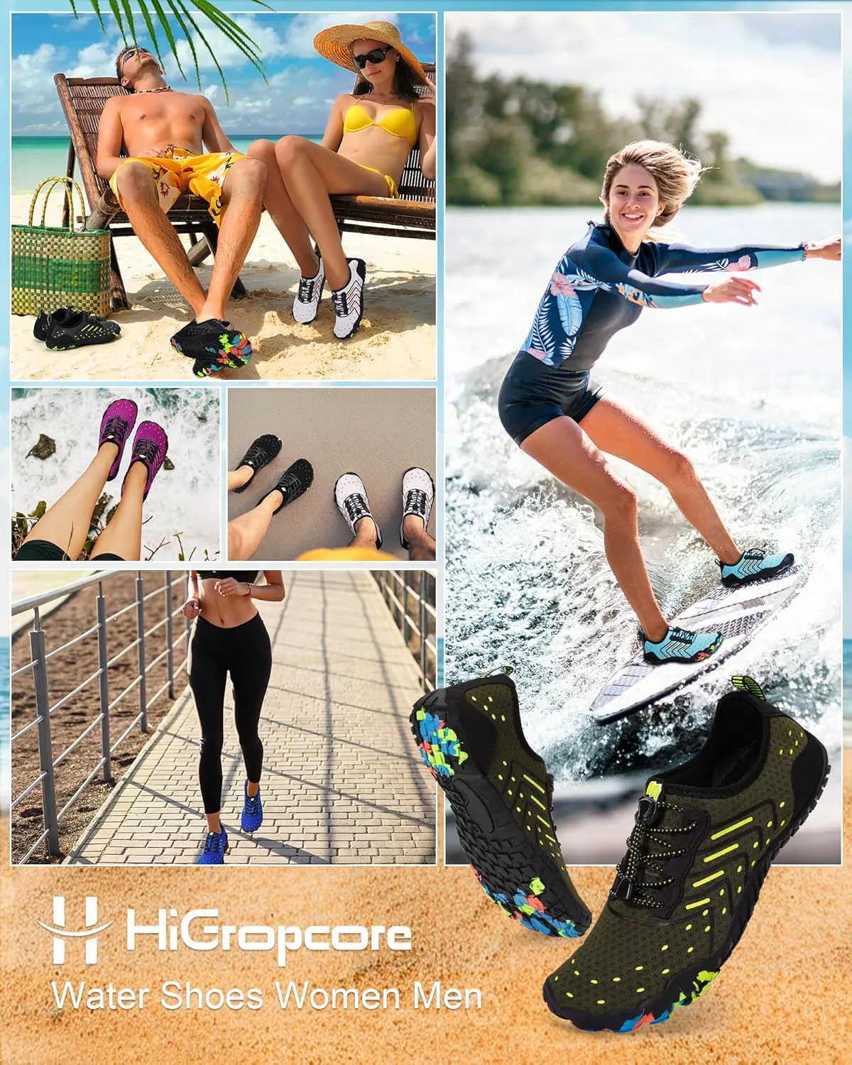 Water Shoes for Women Men Adult Quick-Dry Aqua Socks Breathable Barefoot Shoes for Swim Beach River Pool Lake Hiking Kayaking Surfing