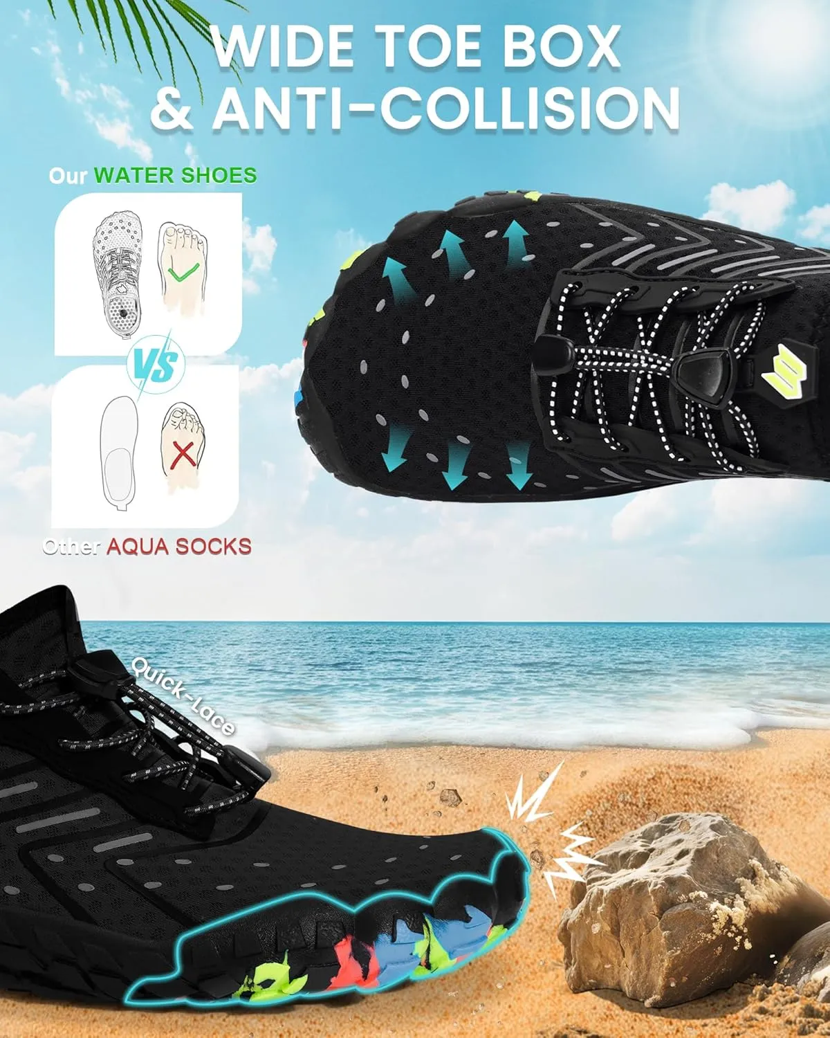 Water Shoes for Women Men Adult Quick-Dry Aqua Socks Breathable Barefoot Shoes for Swim Beach River Pool Lake Hiking Kayaking Surfing