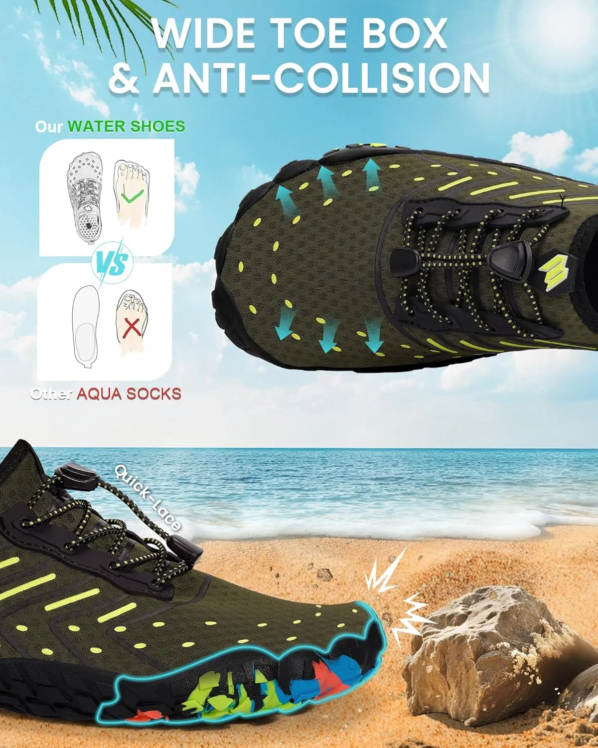 Water Shoes for Women Men Adult Quick-Dry Aqua Socks Breathable Barefoot Shoes for Swim Beach River Pool Lake Hiking Kayaking Surfing