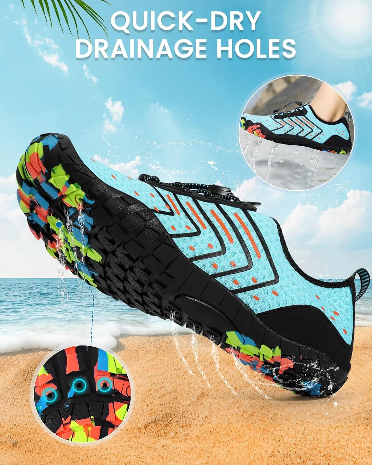 Water Shoes Women Men Adult Quick-Dry Aqua Socks Breathable Barefoot Shoes for Swim Beach River Pool Lake Hiking Kayaking Surfing