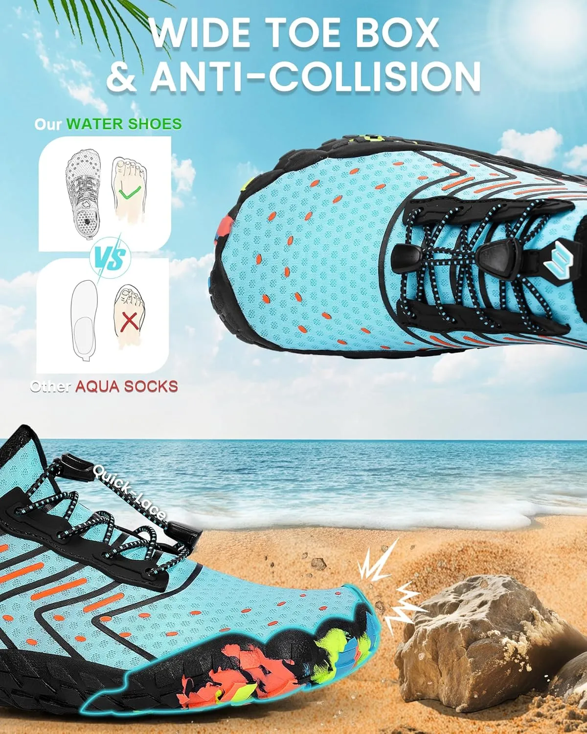 Water Shoes Women Men Adult Quick-Dry Aqua Socks Breathable Barefoot Shoes for Swim Beach River Pool Lake Hiking Kayaking Surfing