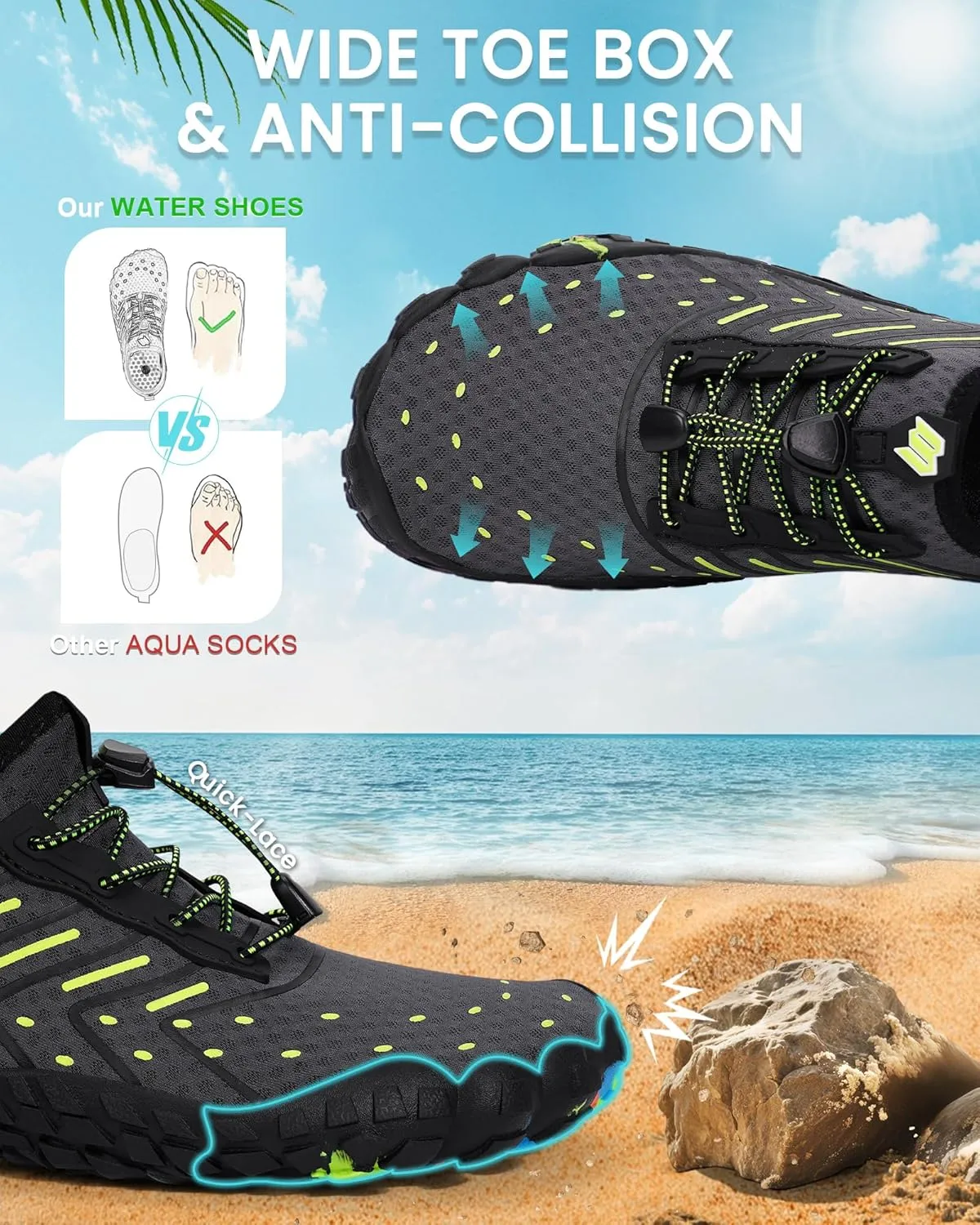 Water Shoes Women Men Adult Quick-Dry Aqua Socks Breathable Barefoot Shoes for Swim Beach River Pool Lake Hiking Kayaking Surfing