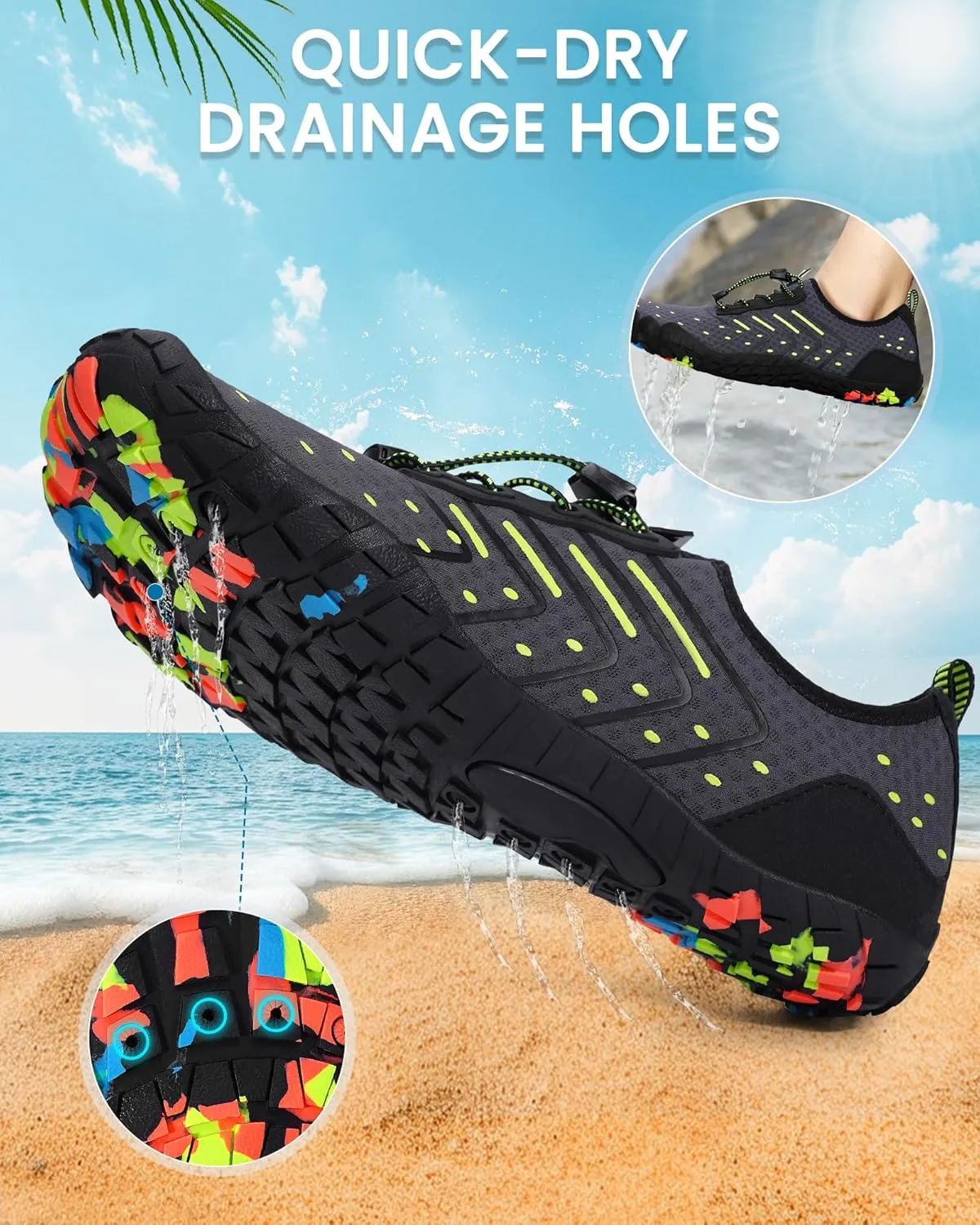 Water Shoes Women Men Adult Quick-Dry Aqua Socks Breathable Barefoot Shoes for Swim Beach River Pool Lake Hiking Kayaking Surfing