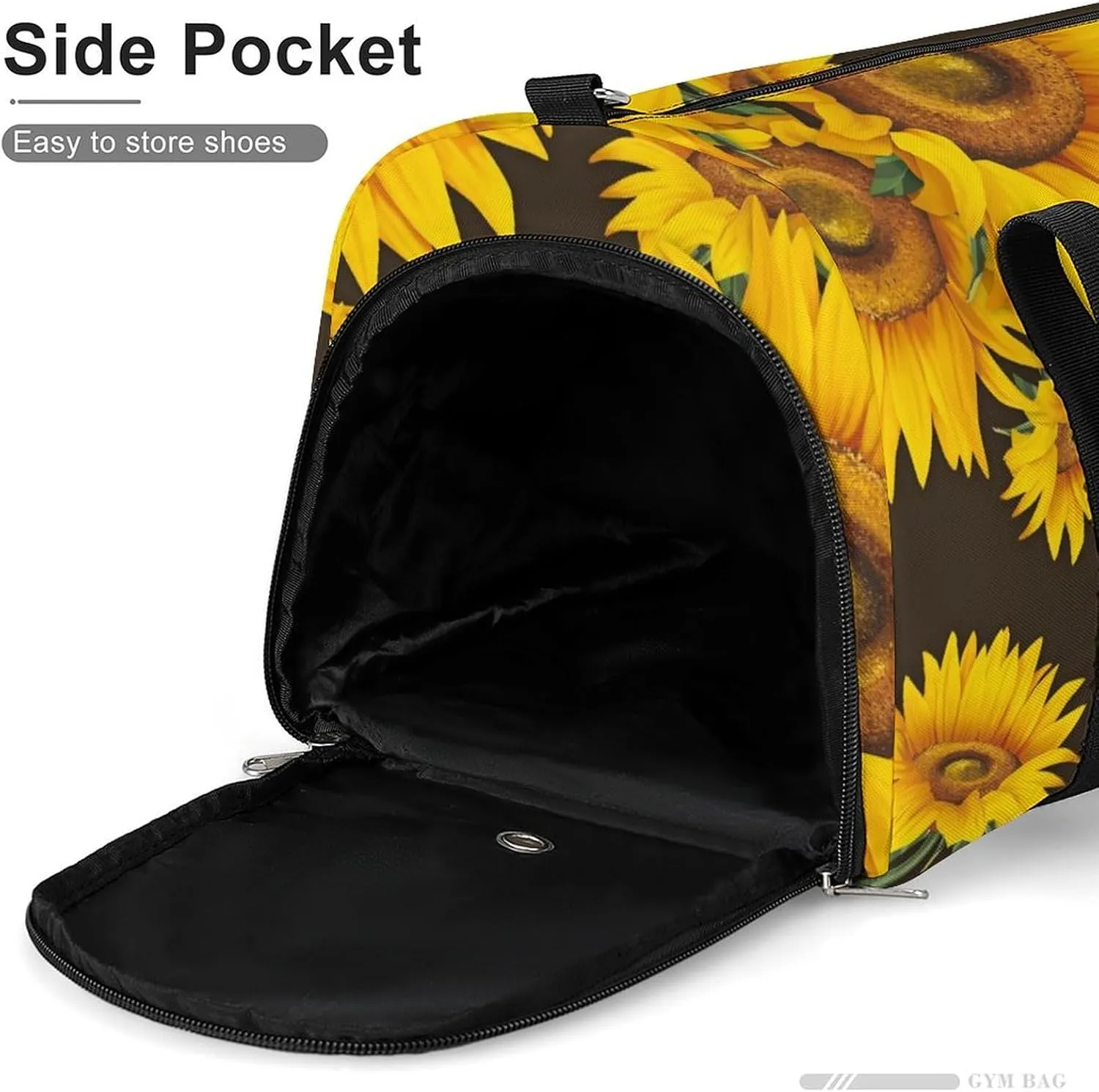 Watercolor Sunflower And Leaf Fitness Large Gym Bag for Unisex with Shoe Compartment & Wet Pocket