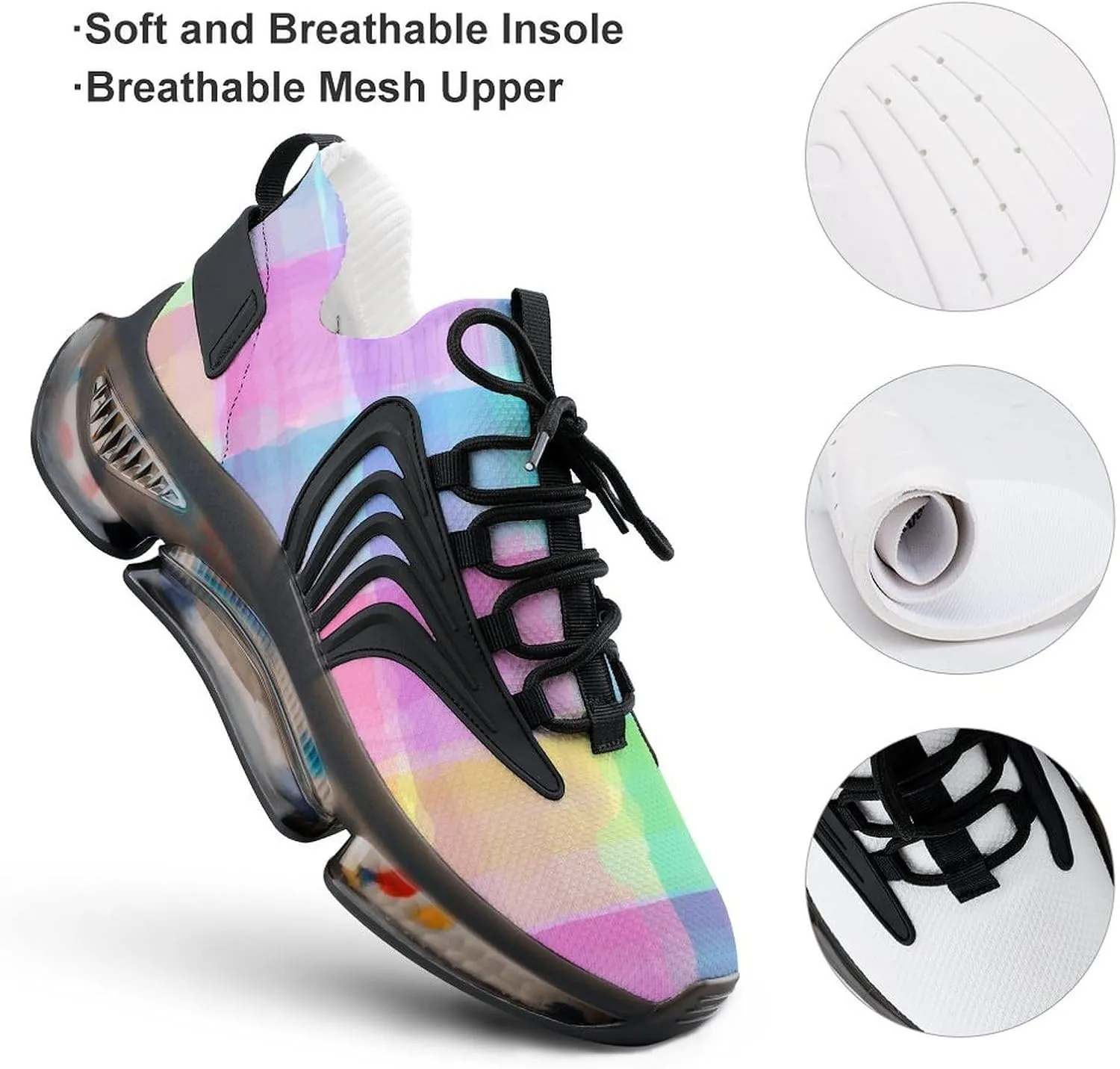 Watercolor Tartan Pattern Lightweight Women's Sneakers Running Tennis Shoes Walking Sportswear Gym Travel for Men