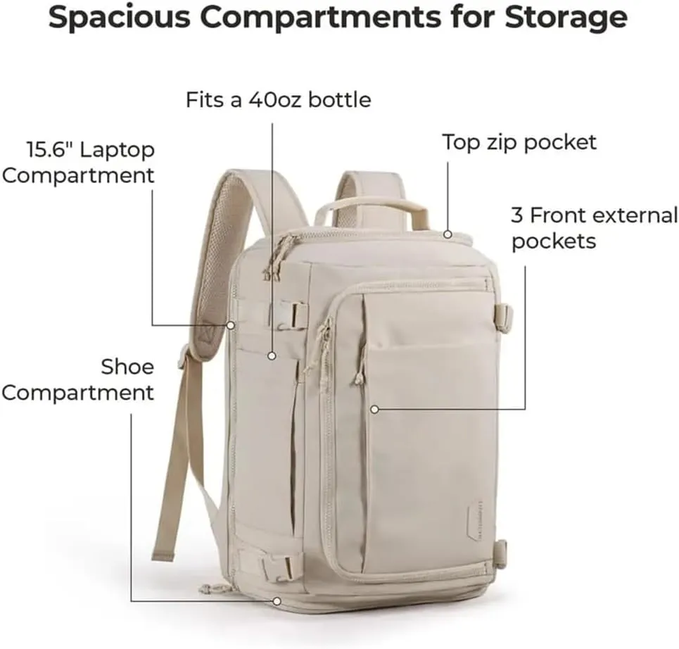 Waterproof Carry-On Travel Backpack, Backpack Waterproof Outdoor Sports, Travel Carry on Backpack Expandable for Women Men (Grey)