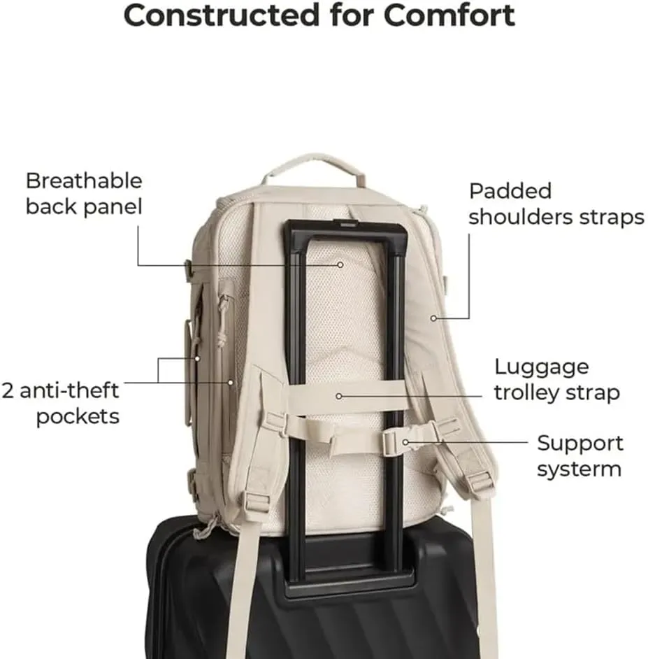 Waterproof Carry-On Travel Backpack, Backpack Waterproof Outdoor Sports, Travel Carry on Backpack Expandable for Women Men (Grey)
