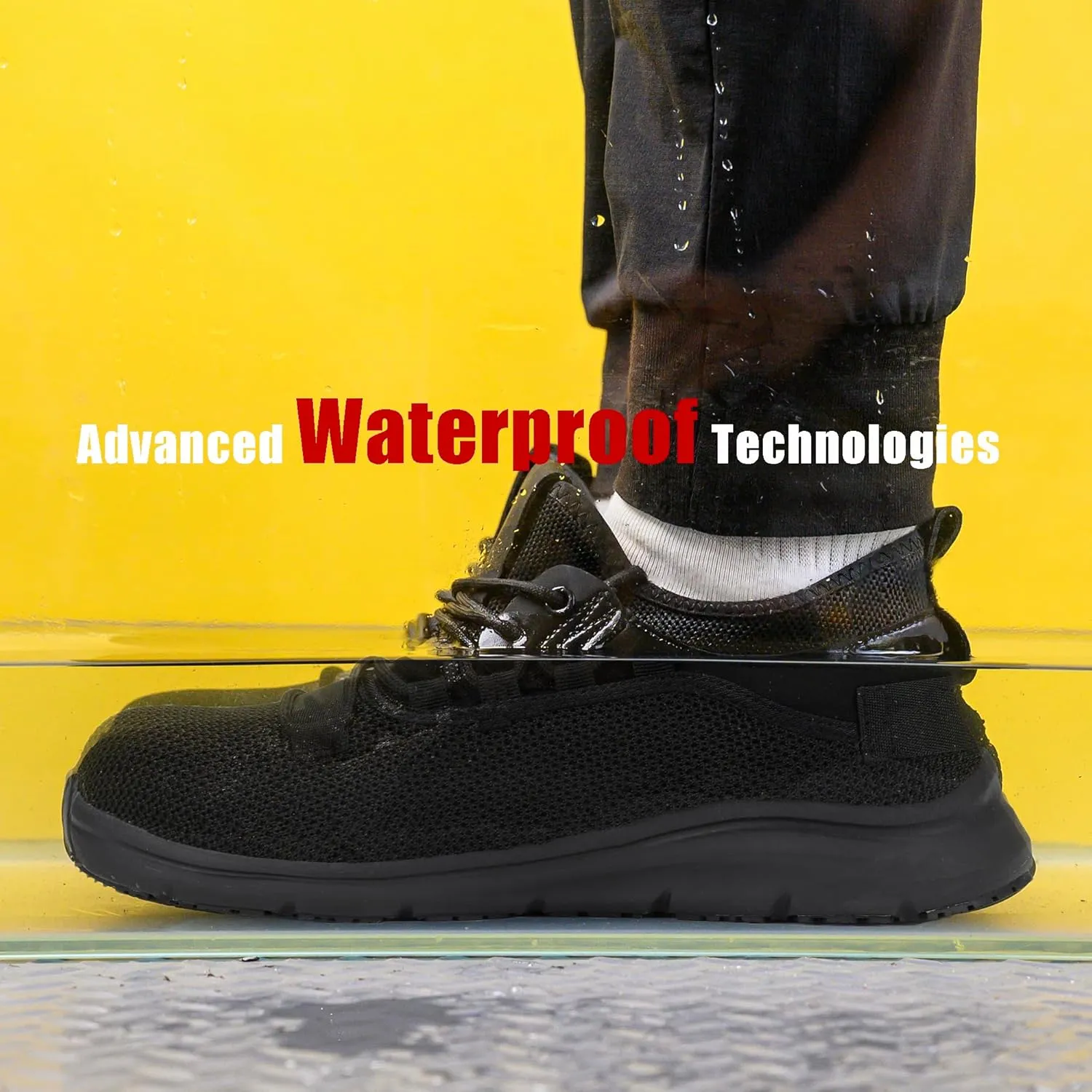 Waterproof Steel Toe Shoes for Men Women Work Shoe Lightweight Safety Sneakers Comfortable Puncture Proof Shoe Zapatos Punta de Acero para Hombres Black