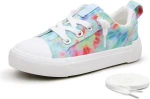 Weestep Kids' Cotton Slip-On Canvas Sneakers - Frayed-Seam Casual Shoes with Optional Laces for Boys and Girls
