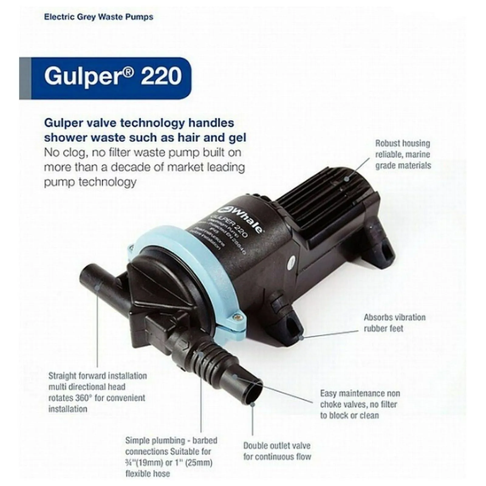 Whale Gulper 220 Shower And Waste Pump 12V BP1552