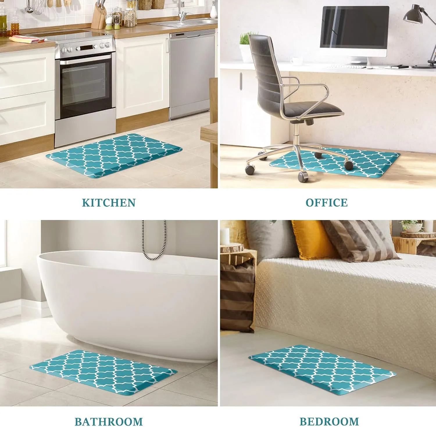WISELIFE Kitchen Mat Cushioned Anti-Fatigue Kitchen Rug,17.3"x 28",Non Slip Waterproof Kitchen Mats and Rugs Heavy Duty PVC Ergonomic Comfort Mat for Kitchen, Floor Home, Office, Sink, Laundry, Green
