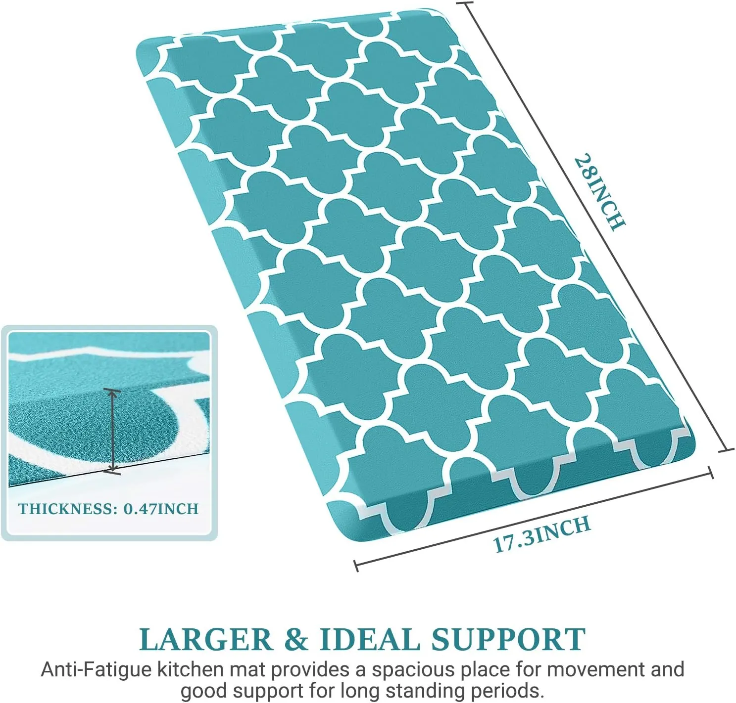 WISELIFE Kitchen Mat Cushioned Anti-Fatigue Kitchen Rug,17.3"x 28",Non Slip Waterproof Kitchen Mats and Rugs Heavy Duty PVC Ergonomic Comfort Mat for Kitchen, Floor Home, Office, Sink, Laundry, Green