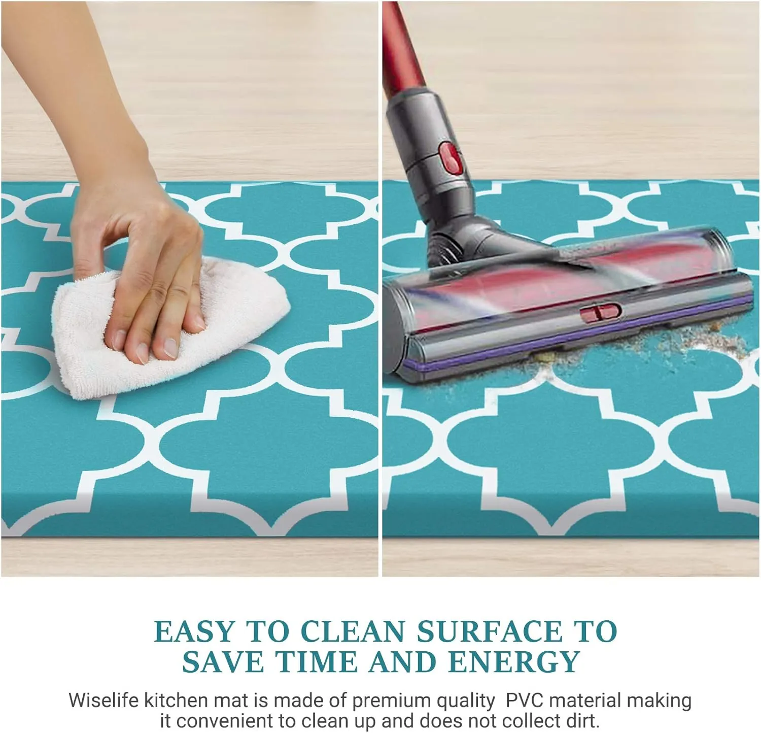 WISELIFE Kitchen Mat Cushioned Anti-Fatigue Kitchen Rug,17.3"x 28",Non Slip Waterproof Kitchen Mats and Rugs Heavy Duty PVC Ergonomic Comfort Mat for Kitchen, Floor Home, Office, Sink, Laundry, Green