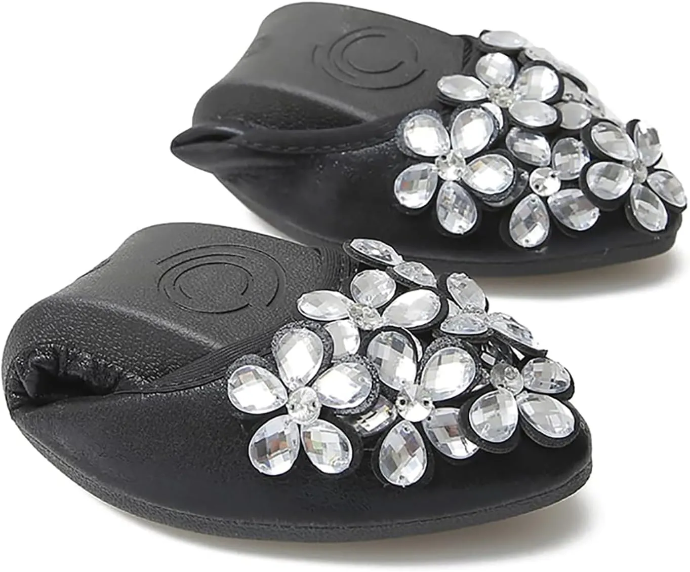 Women Ballet Flats Bling Cute Rhinestone Wedding Ballerina Shoes Foldable Sparkly Comfort Slip on Flat Shoes