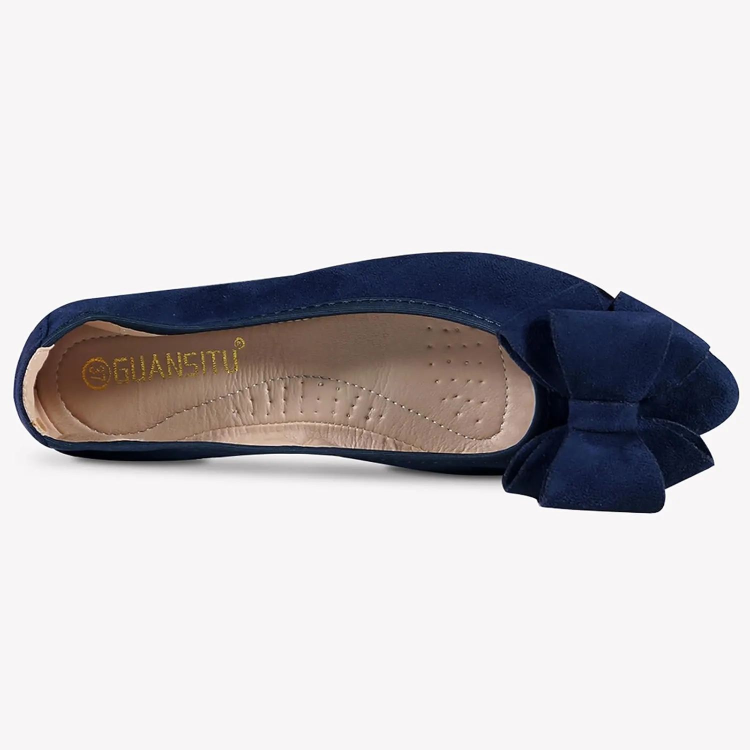 Women Ballet Flats Fashion Bowknot Suede Comfort Pointed Toe Slip On Dress Shoes