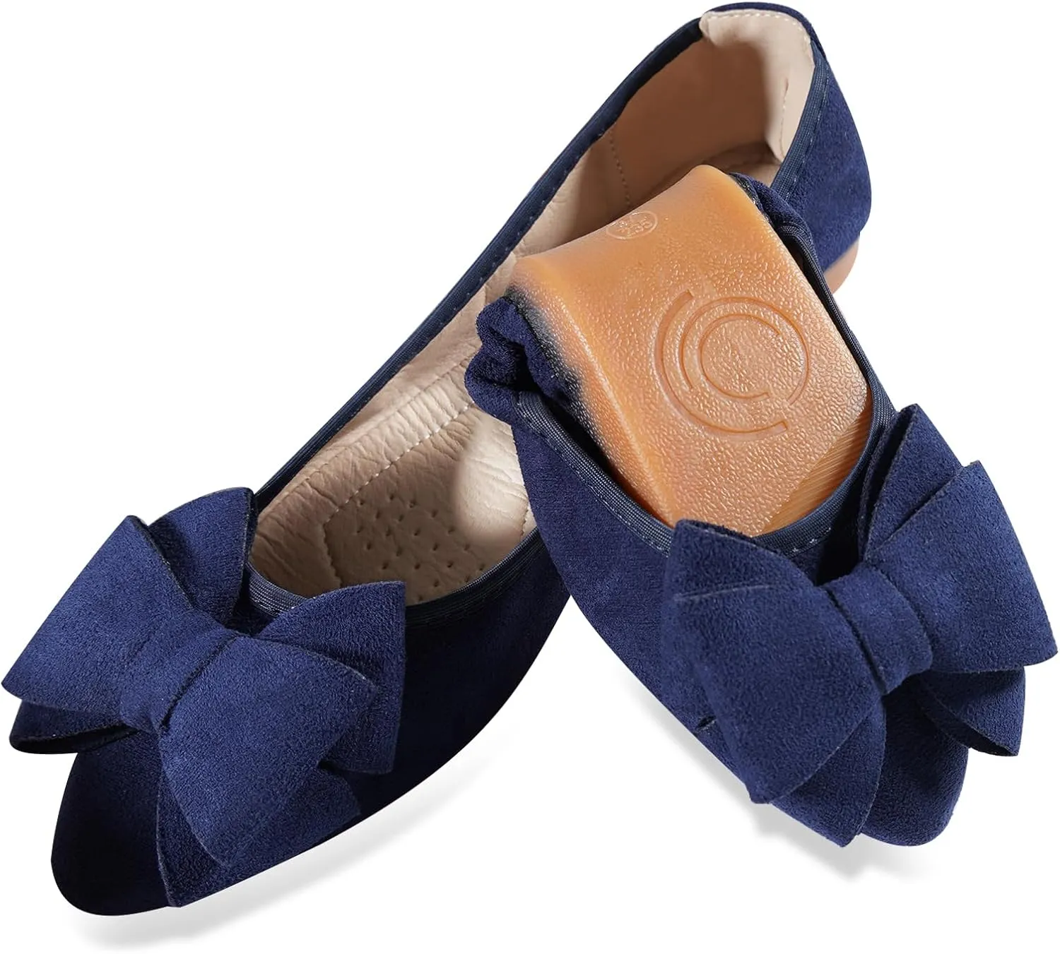 Women Ballet Flats Fashion Bowknot Suede Comfort Pointed Toe Slip On Dress Shoes