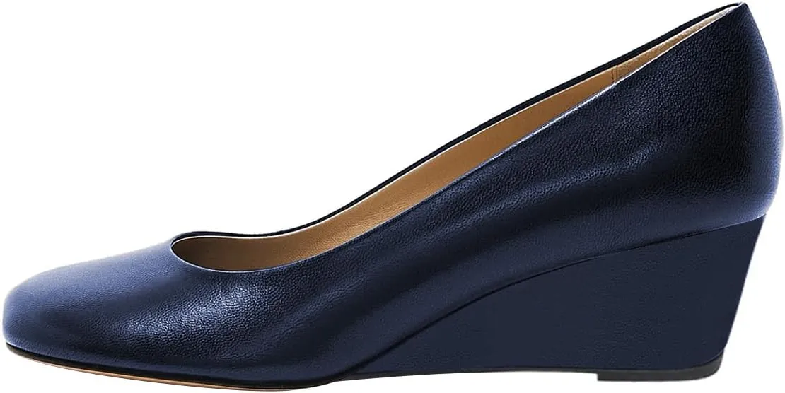 Women Closed Square Toe Classic Pumps Slip On Wedge Mid Heels Comfy Party Club Daily Office Shoes Size 4-16 US