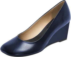 Women Closed Square Toe Classic Pumps Slip On Wedge Mid Heels Comfy Party Club Daily Office Shoes Size 4-16 US