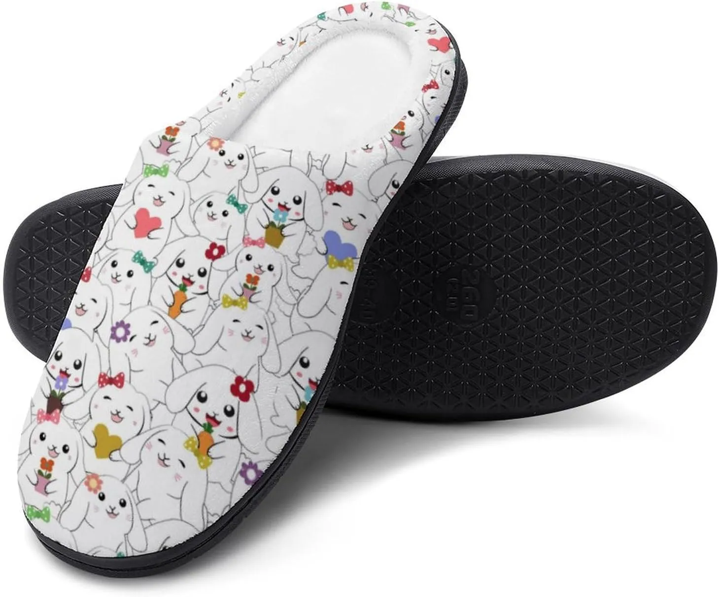 Women House Slippers Ladies Christmas Print Cotton Slippers Soft Clog Slippers Non-Slip Sole Warm Indoor Outdoor Shoes