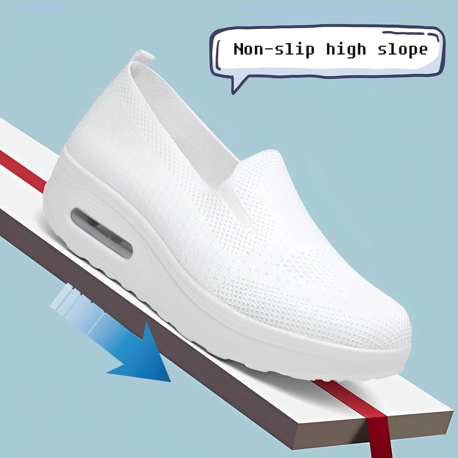 Women Orthopedic Sneakers Mesh Platform Wedge Sneakers Slip On Breathable Lightweight Fashion Sneakers Loafers Walking Shoes