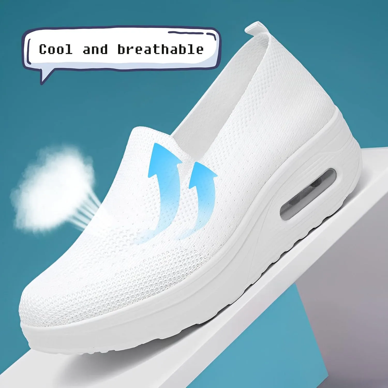 Women Orthopedic Sneakers Mesh Platform Wedge Sneakers Slip On Breathable Lightweight Fashion Sneakers Loafers Walking Shoes