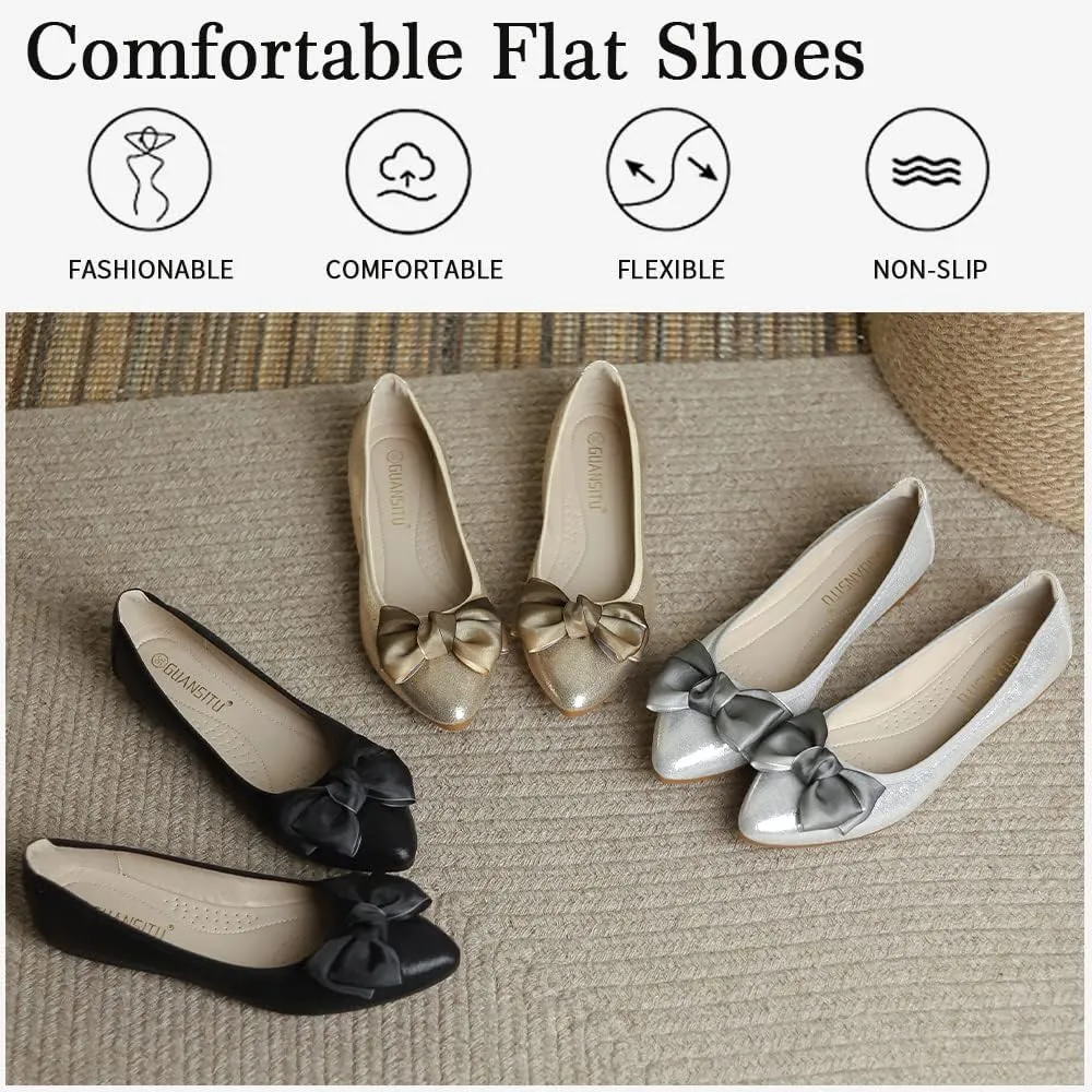 Women's Ballet Flats Foldable Casual Sparkly Rhinestone Wedding Comfort Slip on Walking Flat Shoes Ballerina Shoes