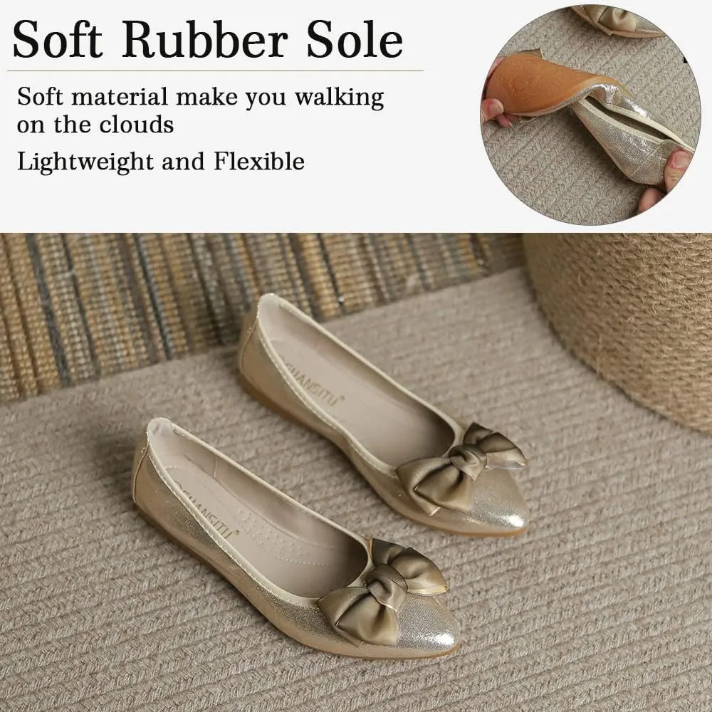 Women's Ballet Flats Foldable Casual Sparkly Rhinestone Wedding Comfort Slip on Walking Flat Shoes Ballerina Shoes