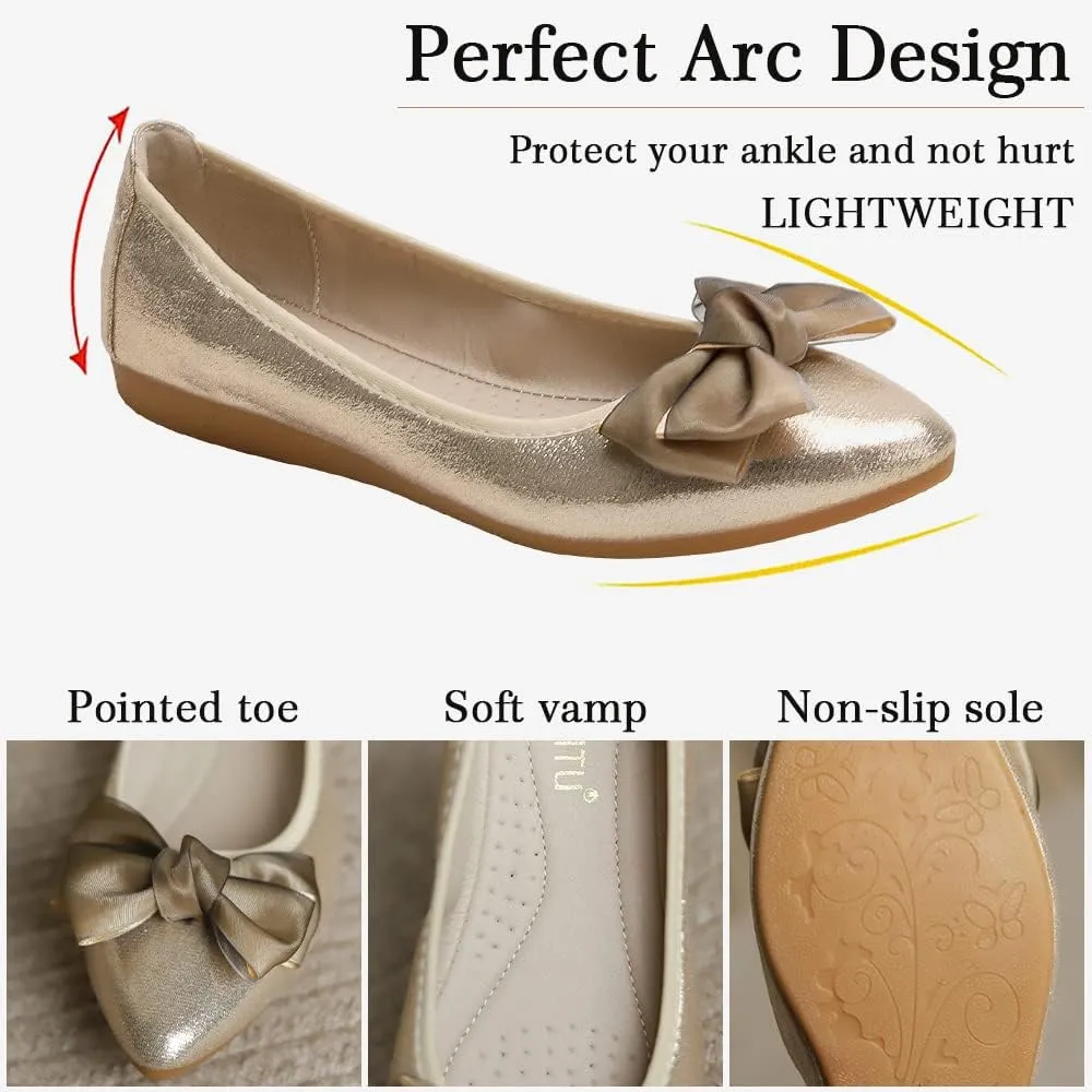 Women's Ballet Flats Foldable Casual Sparkly Rhinestone Wedding Comfort Slip on Walking Flat Shoes Ballerina Shoes