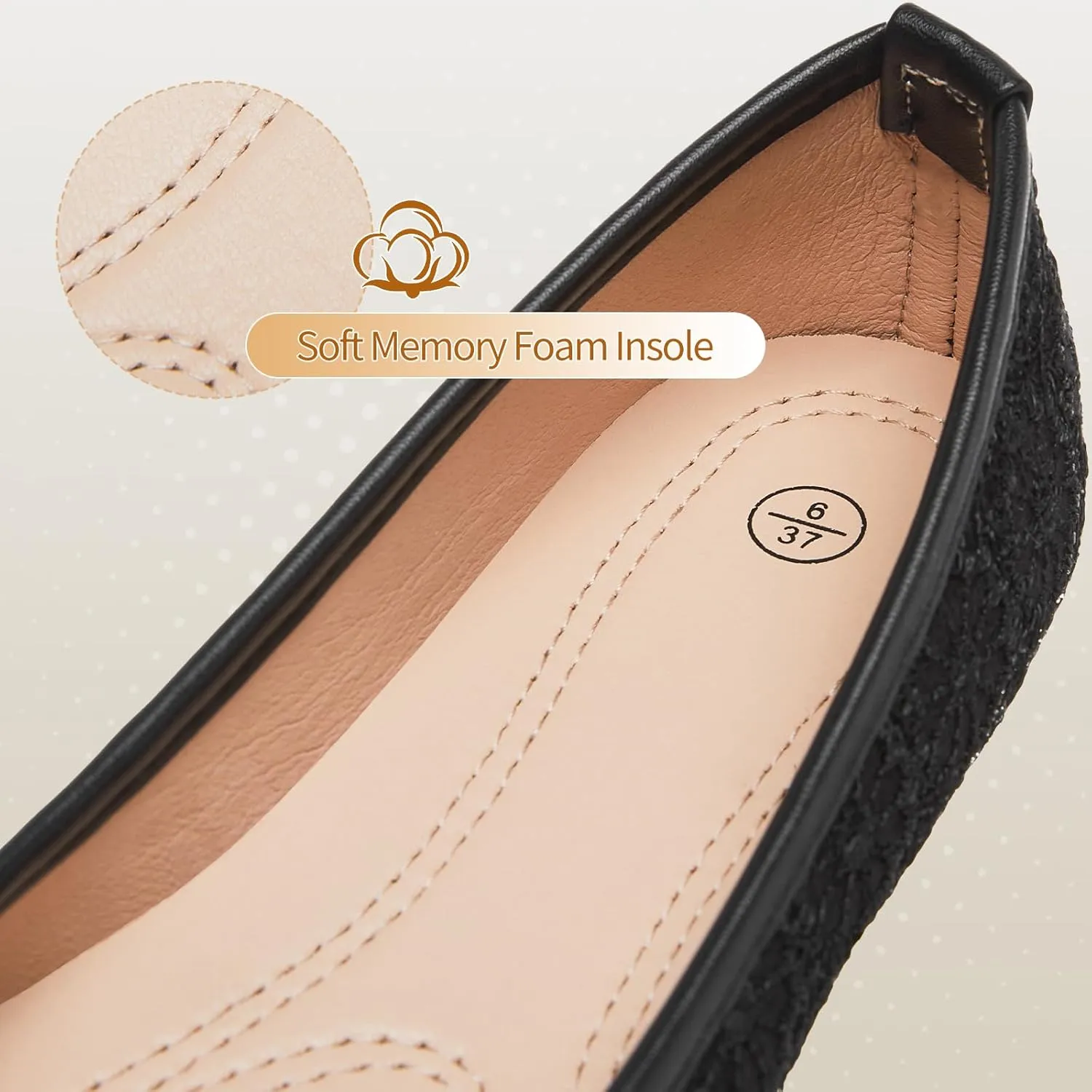Womens Black Ballet Flats Shoes,Point Toe Shoes Comfortable Dressy,Slip On Casual Flats with Bow for Women