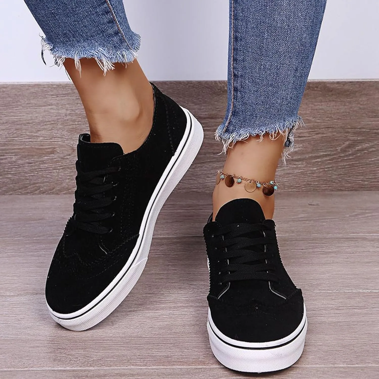Women's Canvas Casual Shoes Slip On Lace Up Slip On Cushioned Footbed Jogging Tennis Sneakers Breathable Comfy Lightweight Walking Soft Platform Shoe for Gym Travel Daily Wear