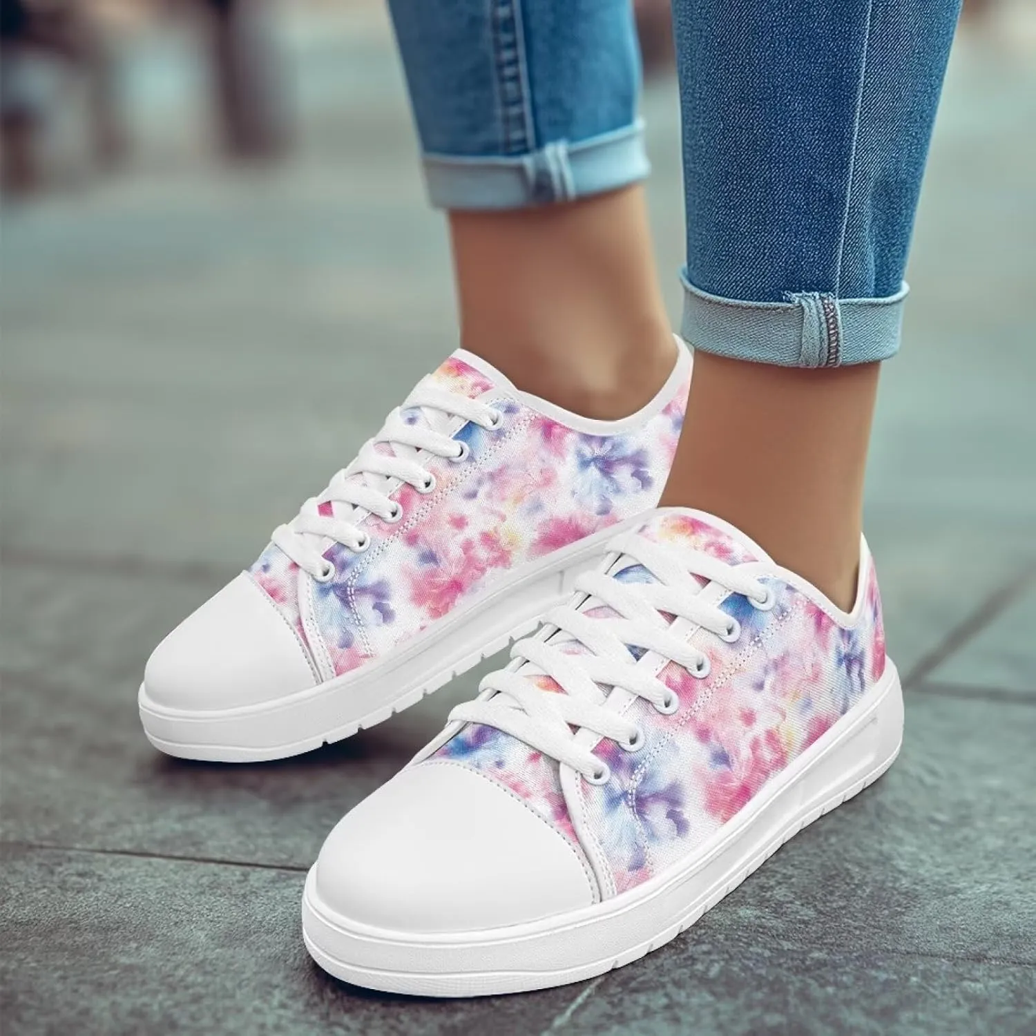 Womens Canvas Slip-On Shoes Lightweight Comfort Sneakers for Casual Wear Soft Cushioned Insole for Athletic Size 6-13.5 White Sole
