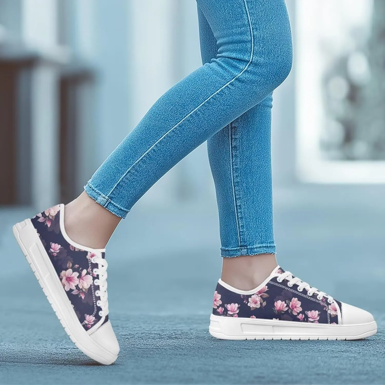 Womens Canvas Slip-On Shoes Lightweight Comfort Sneakers for Casual Wear Soft Cushioned Insole for Athletic Size 6-13.5 White Sole