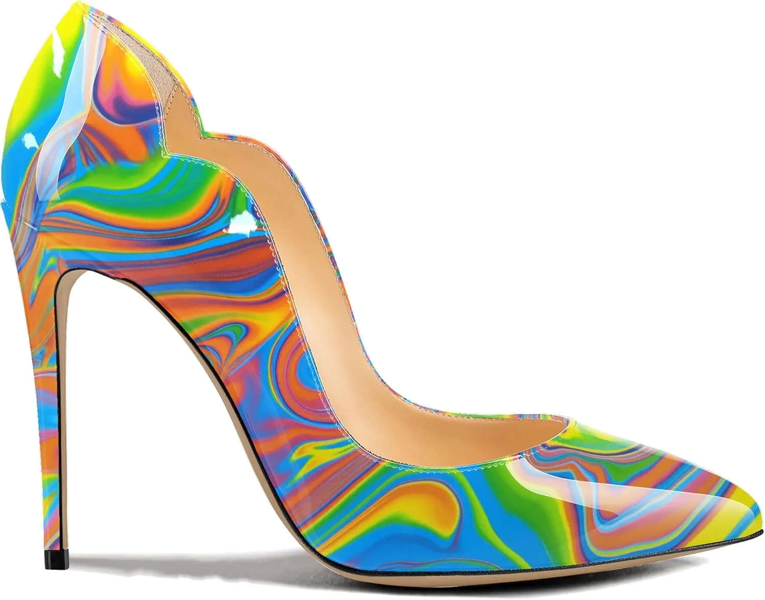 Womens Closed Pointed Toe High Heels Slip On Stiletto Pumps Dress Wedding Shoes 4-Inch