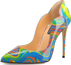 Womens Closed Pointed Toe High Heels Slip On Stiletto Pumps Dress Wedding Shoes 4-Inch