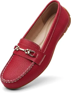 Women's Comfortable & Lightweight Leather Loafers Slip-Ons Driving Mocs Walking Shoes Cute Business Casual Dress Shoes Work Flats for Women