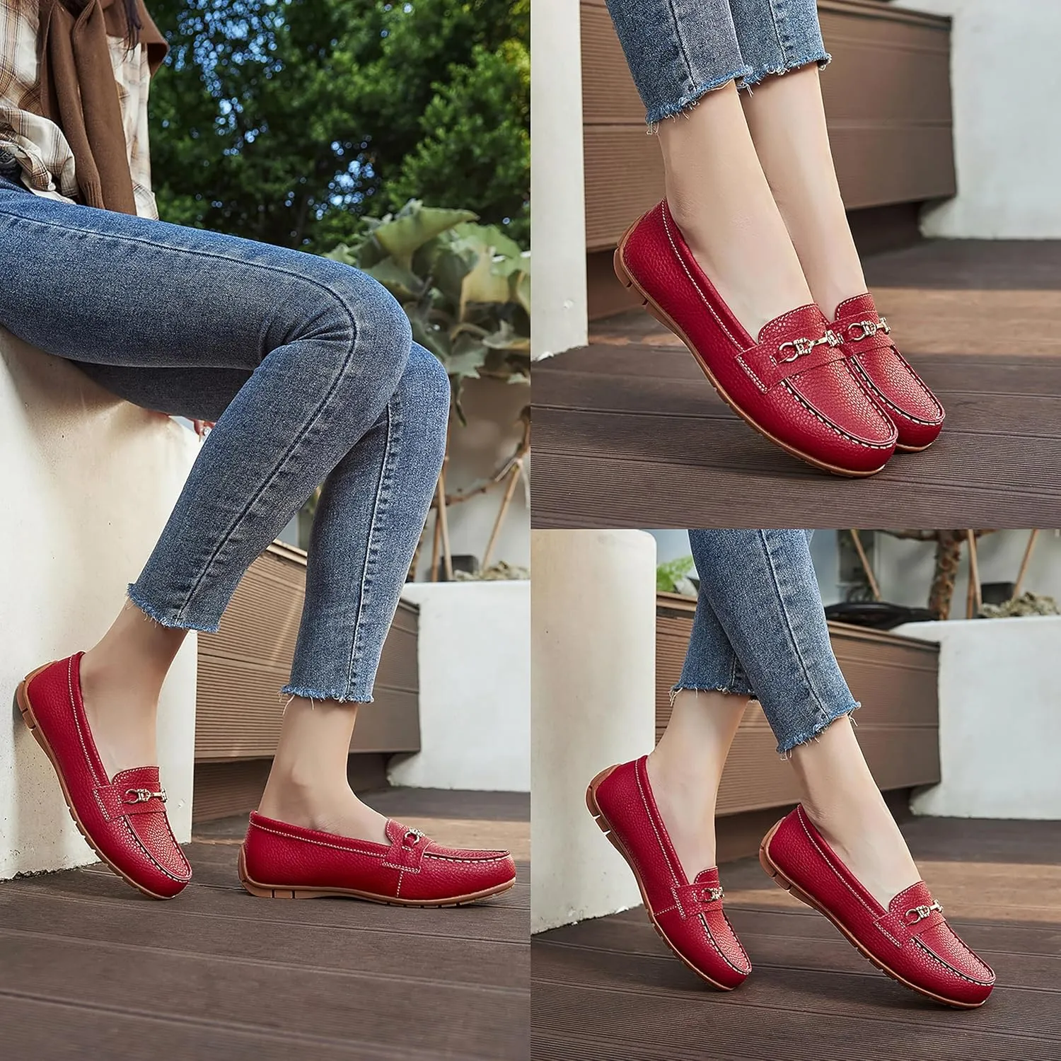 Women's Comfortable & Lightweight Leather Loafers Slip-Ons Driving Mocs Walking Shoes Cute Business Casual Dress Shoes Work Flats for Women