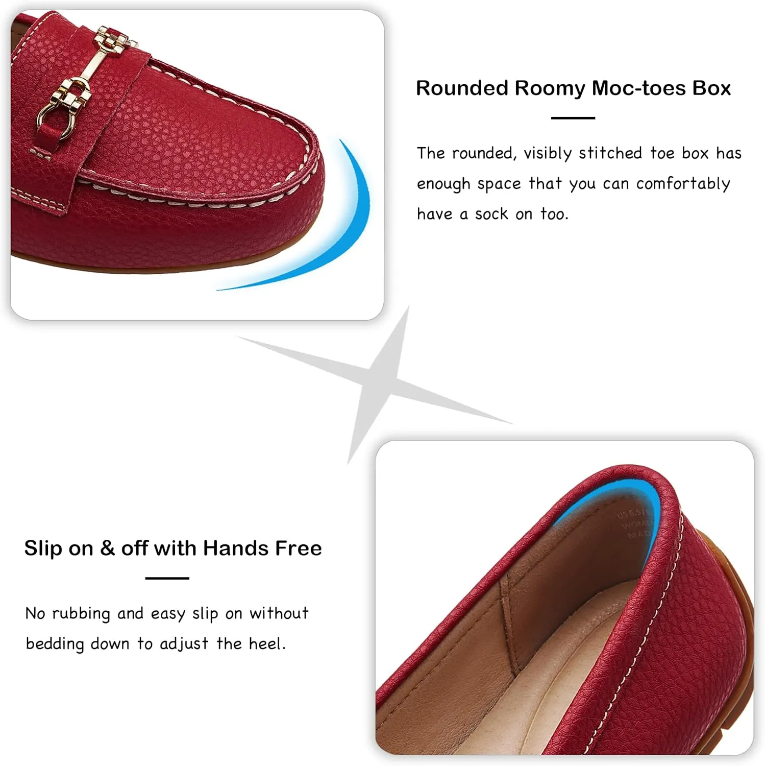 Women's Comfortable & Lightweight Leather Loafers Slip-Ons Driving Mocs Walking Shoes Cute Business Casual Dress Shoes Work Flats for Women