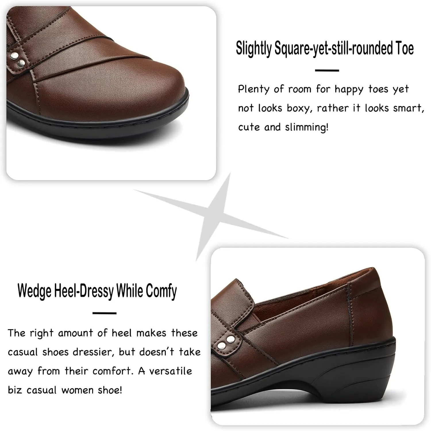 Women's Comfortable & Lightweight Leather Loafers Slip-Ons Stylish Business Casual Dress Shoes Work Office Everyday Walking Shoes for Women