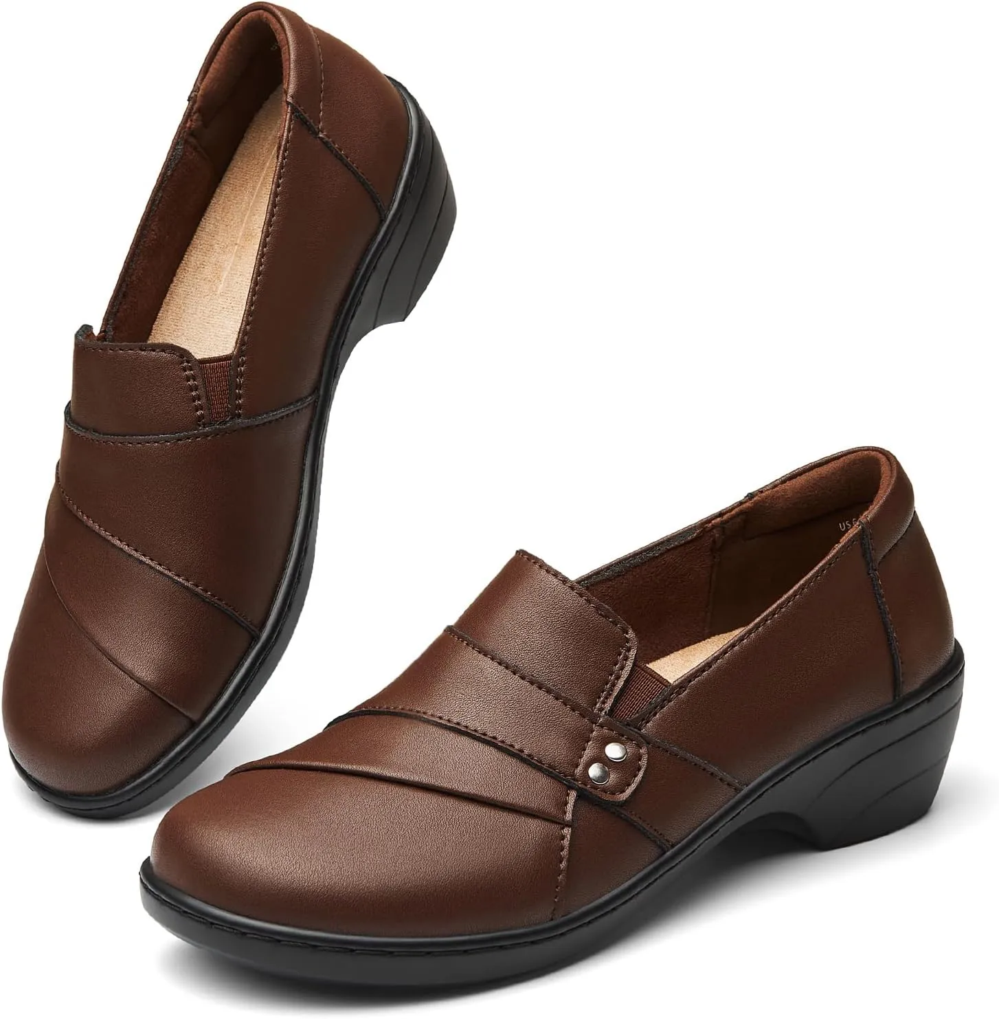 Women's Comfortable & Lightweight Leather Loafers Slip-Ons Stylish Business Casual Dress Shoes Work Office Everyday Walking Shoes for Women