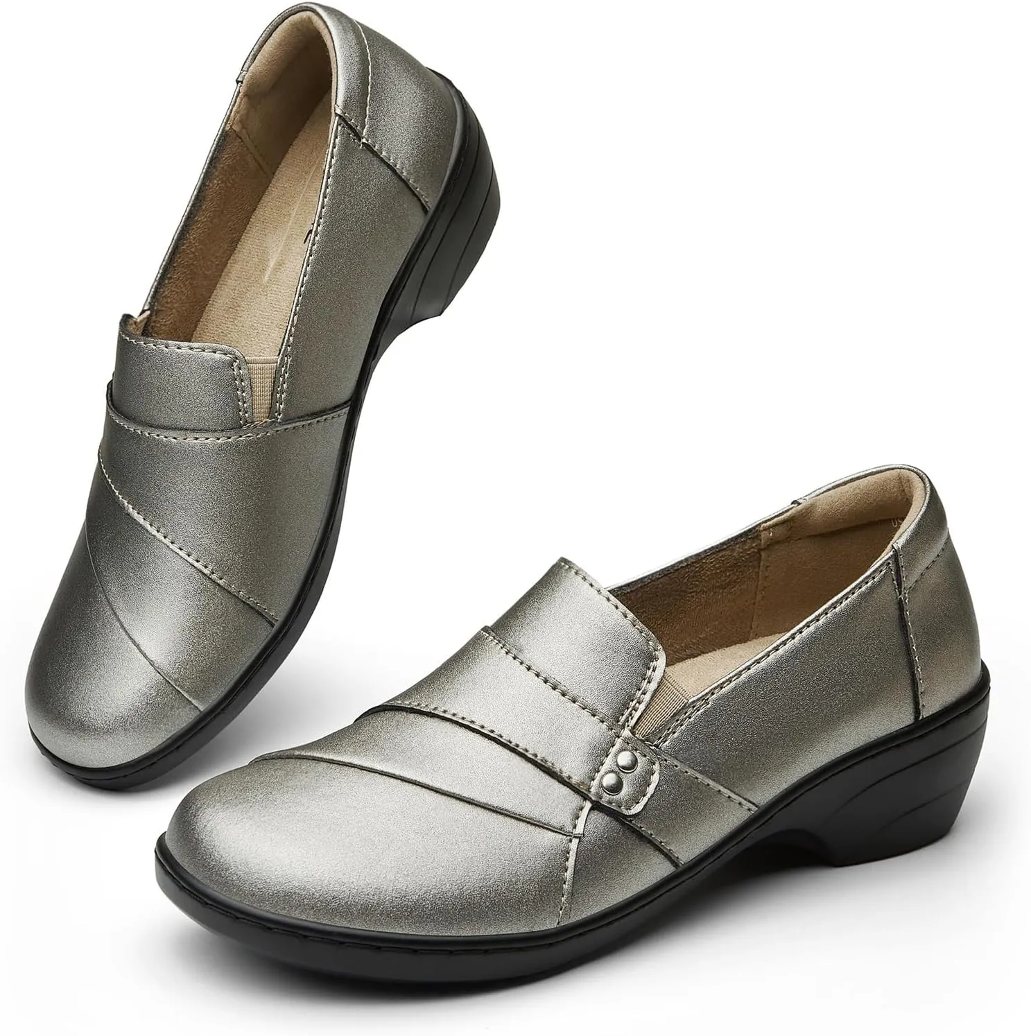 Women's Comfortable & Lightweight Leather Loafers Slip-Ons Stylish Business Casual Dress Shoes Work Office Everyday Walking Shoes for Women